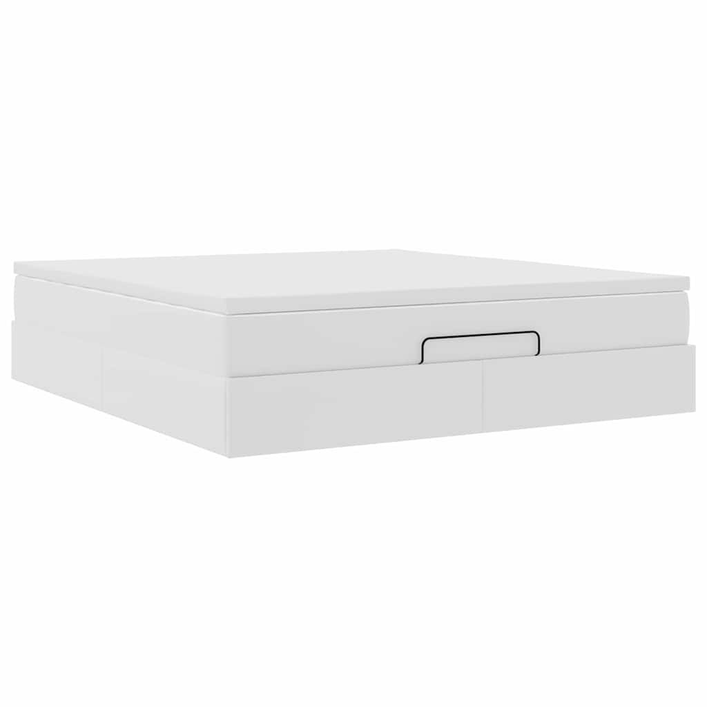 vidaXL Οθωμανικό κρεβάτι με στρώμα Λευκό 180x200cm Faux Leather