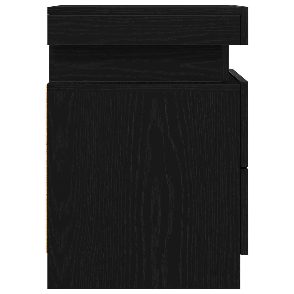 vidaXL Κομοδίνο με LED Φώτα Μαύρο Δρυς 35x39x55 εκ