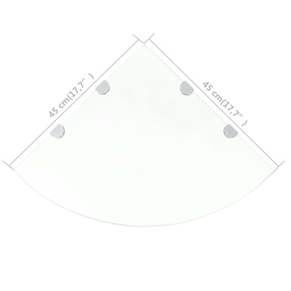 vidaXL Ράφι Γωνιακό Διάφανο 45 x 45 εκ. Γυάλινο με Στηρίγματα Χρωμίου