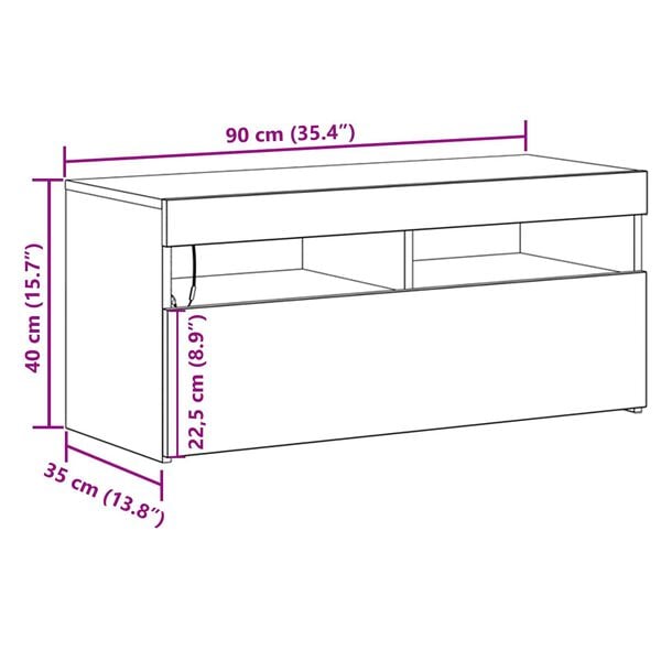 vidaXL Ντουλάπι TV Μαύρο 90 x 35 x 40 εκ. Επεξεργασμένο ξύλο