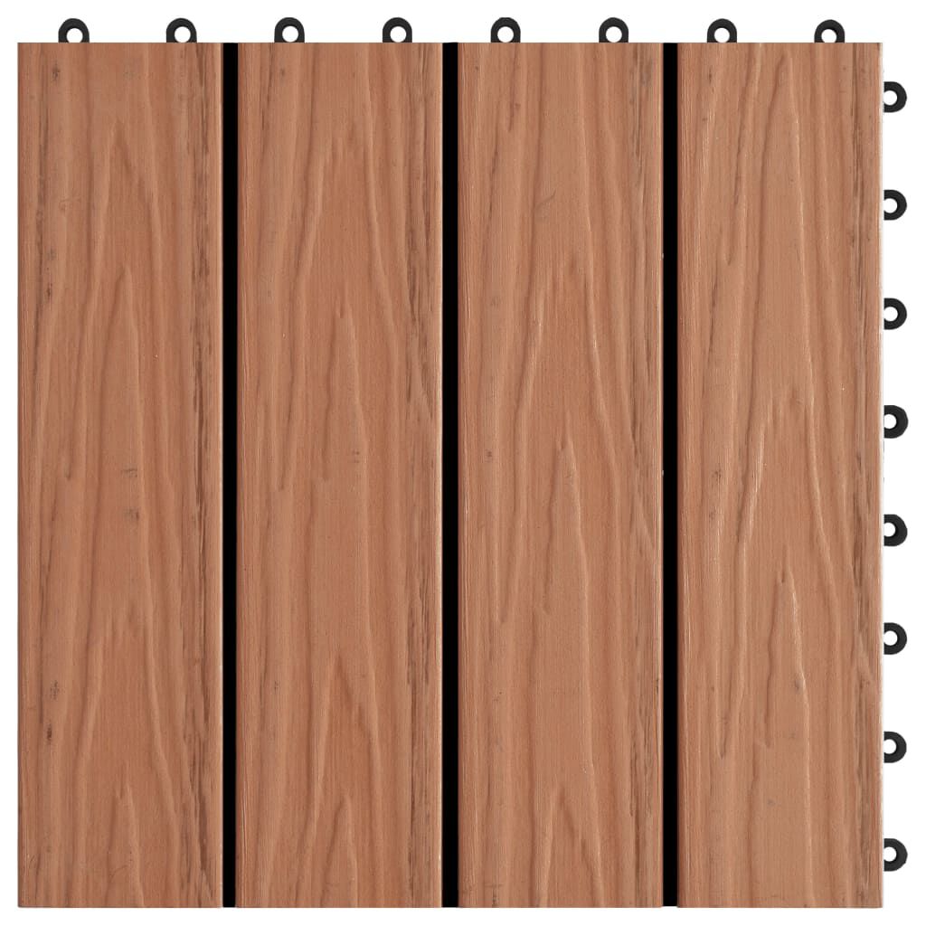 vidaXL Πλακάκια Deck 11 τεμ. Ανάγλυφα Ανοιχτό Καφέ 30x30 εκ. 1 μ² WPC