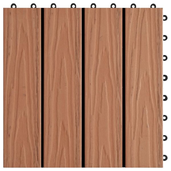 vidaXL Πλακάκια Deck 11 τεμ. Ανάγλυφα Ανοιχτό Καφέ 30x30 εκ. 1 μ² WPC
