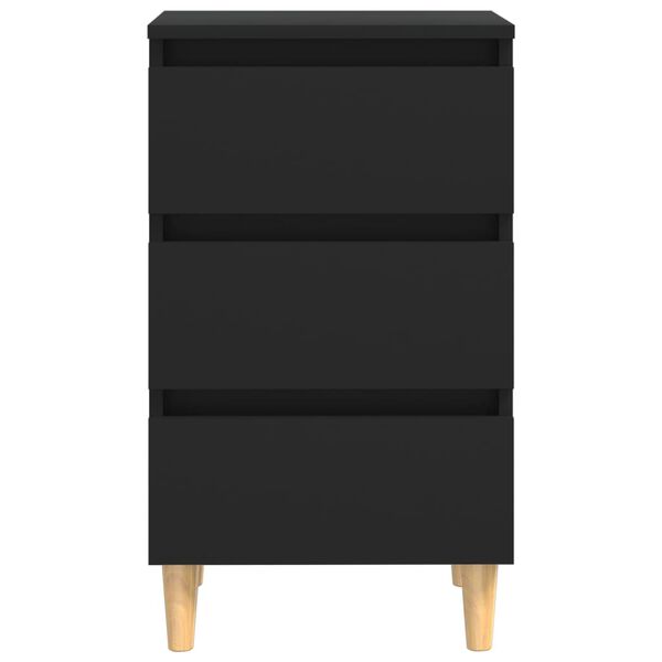 vidaXL Κομοδίνα 2 τεμ. Μαύρα 40x35x69 εκ. με Μασίφ Ξύλινα Πόδια