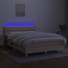 vidaXL &Kappa;&rho;&epsilon;&beta;ά&tau;&iota; Boxspring &mu;&epsilon; &Sigma;&tau;&rho;ώ&mu;&alpha; & LED &Kappa;&rho;&epsilon;&mu; 140x190 &epsilon;&kappa;. &Upsilon;&phi;&alpha;&sigma;&mu;ά&tau;&iota;&nu;&omicron;