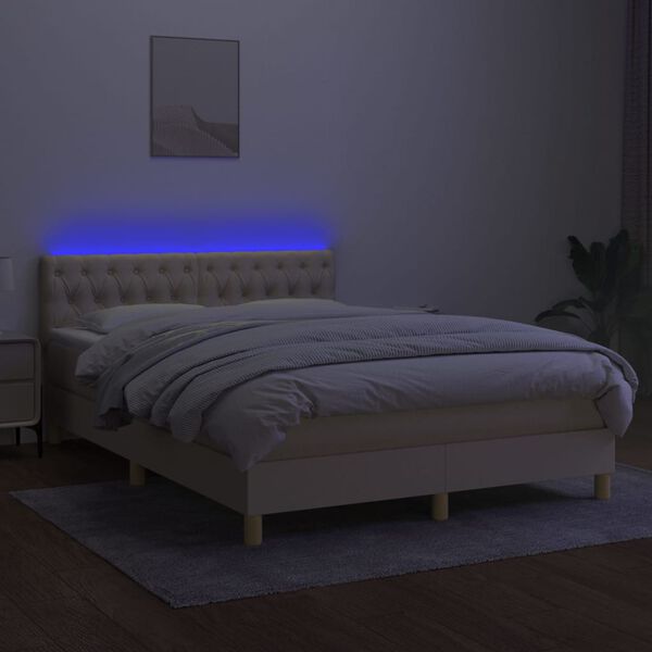 vidaXL &Kappa;&rho;&epsilon;&beta;ά&tau;&iota; Boxspring &mu;&epsilon; &Sigma;&tau;&rho;ώ&mu;&alpha; & LED &Kappa;&rho;&epsilon;&mu; 140x190 &epsilon;&kappa;. &Upsilon;&phi;&alpha;&sigma;&mu;ά&tau;&iota;&nu;&omicron;