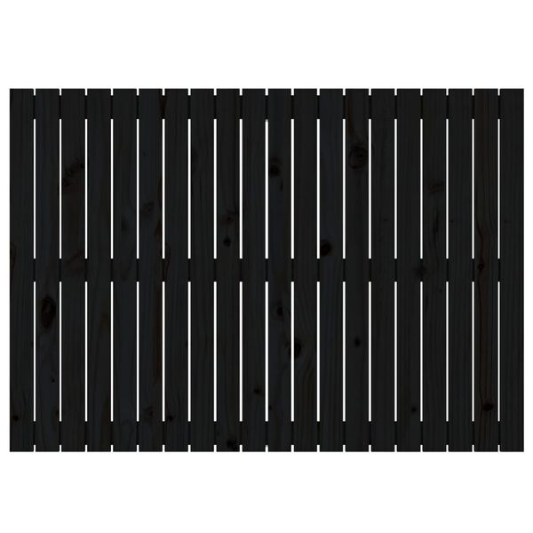 vidaXL Κεφαλάρι Τοίχου Μαύρο 127,5x3x90 εκ. από Μασίφ Ξύλο Πεύκου