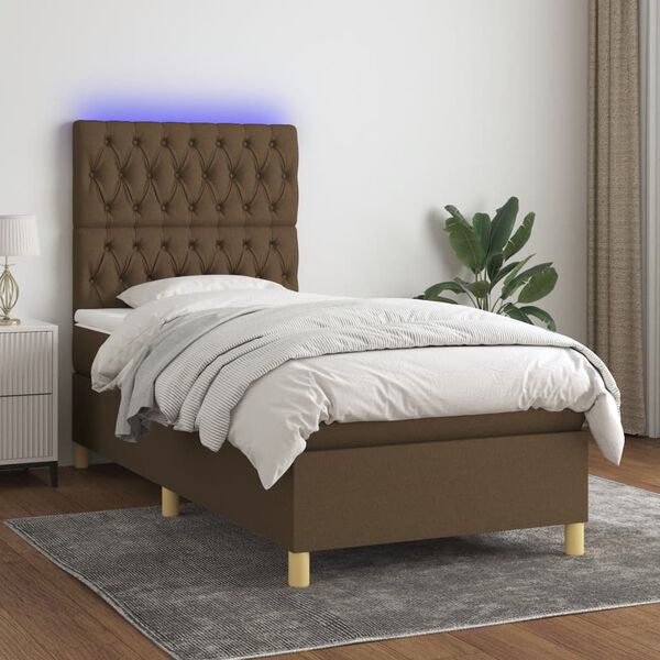 vidaXL &Kappa;&rho;&epsilon;&beta;ά&tau;&iota; Boxspring &mu;&epsilon; &Sigma;&tau;&rho;ώ&mu;&alpha; & LED &Sigma;&kappa;.&Kappa;&alpha;&phi;έ 100x200 &epsilon;&kappa; &Upsilon;&phi;&alpha;&sigma;&mu;ά&tau;&iota;&nu;&omicron;