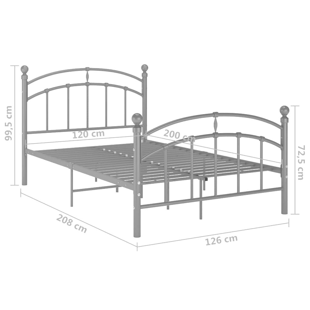 vidaXL Πλαίσιο Κρεβατιού Γκρι 120 x 200 εκ. Μεταλλικό