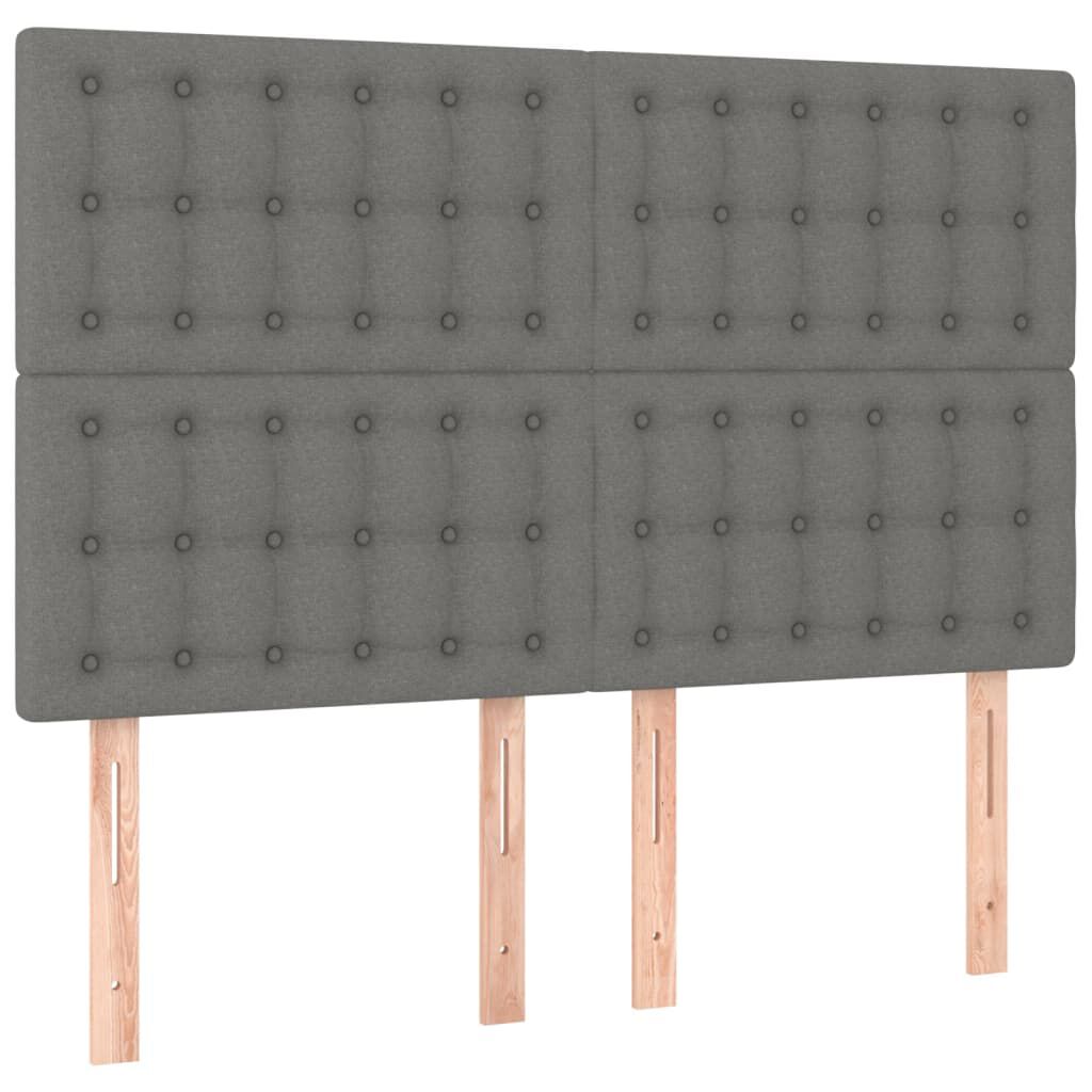 vidaXL Κρεβάτι Boxspring με Στρώμα & LED Σκ.Γκρι 140x200 εκ Υφασμάτινο