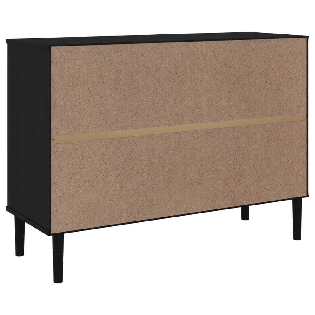 vidaXL Μπουφές SENJA Μαύρο / Ρατάν 112 x 40 x 80 εκ. Μασίφ Ξύλο Πεύκου