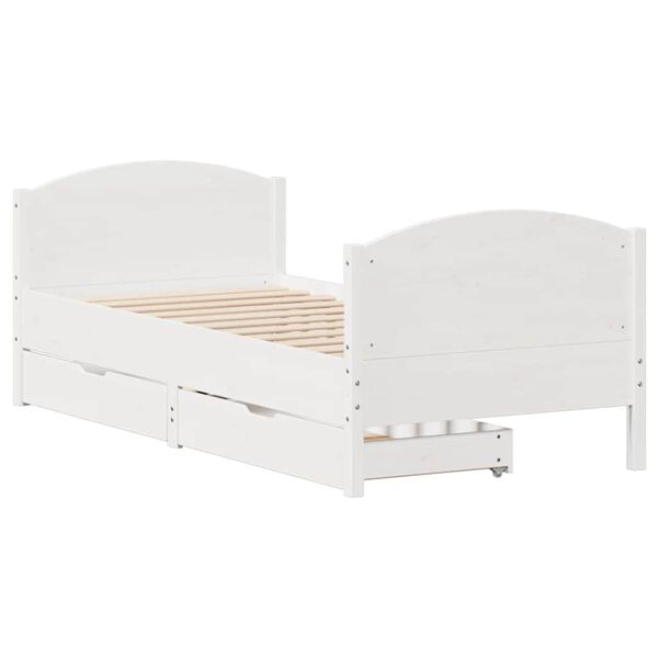 vidaXL Σκελετός Κρεβ. Χωρίς Στρώμα Λευκό 75x190 εκ Μασίφ Πεύκο