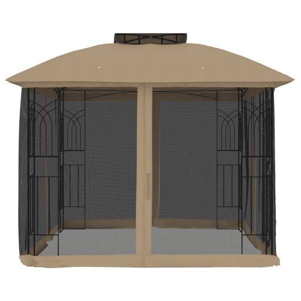vidaXL Κιόσκι με Διπλούς Τοίχους/Δίχτυ Taupe 2,94x2,94 μ. από Ατσάλι