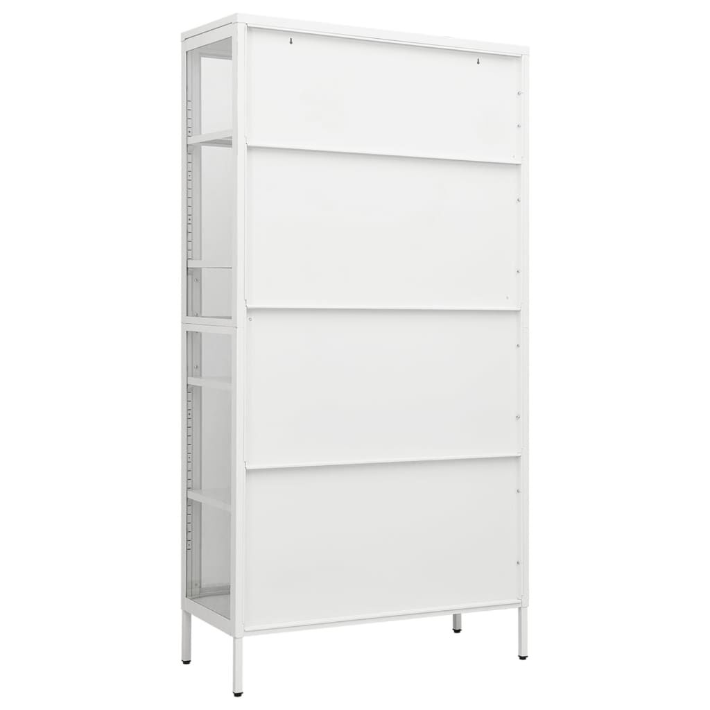 vidaXL Ντουλάπα Βιτρίνας Λευκή 90 x 40 x 180 εκ. Ατσάλι / Ψημένο Γυαλί
