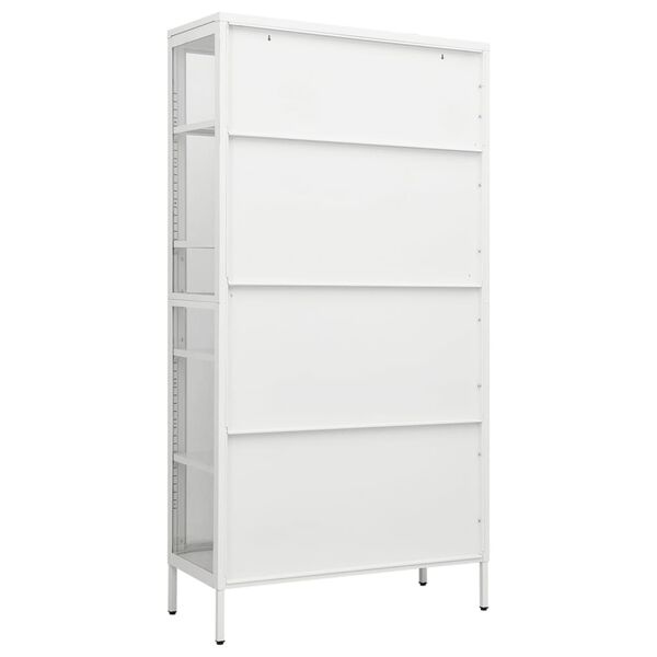 vidaXL Ντουλάπα Βιτρίνας Λευκή 90 x 40 x 180 εκ. Ατσάλι / Ψημένο Γυαλί