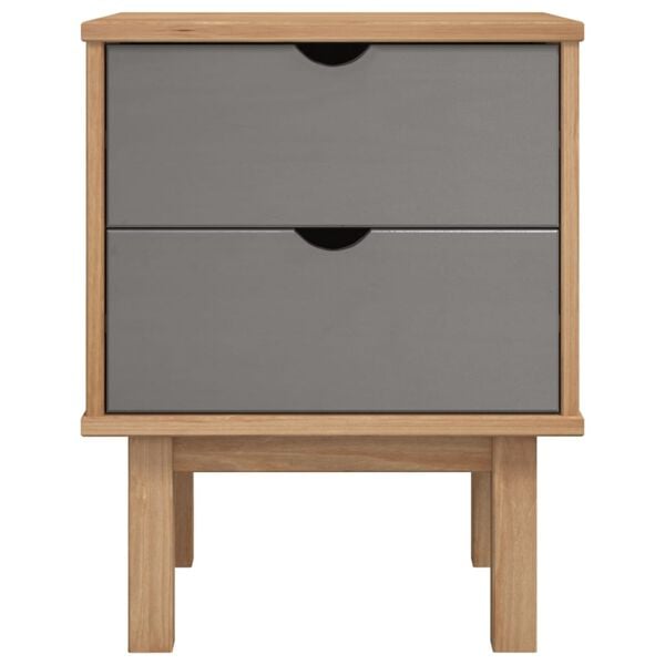 vidaXL Κομοδίνο OTTA Καφέ / Γκρι 45x39x57 εκ. από Μασίφ Ξύλο Πεύκου
