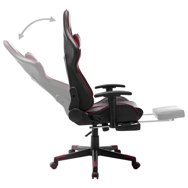 vidaXL Καρέκλα Gaming με Υποπόδιο Μαύρο / Μπορντό από Συνθετικό Δέρμα