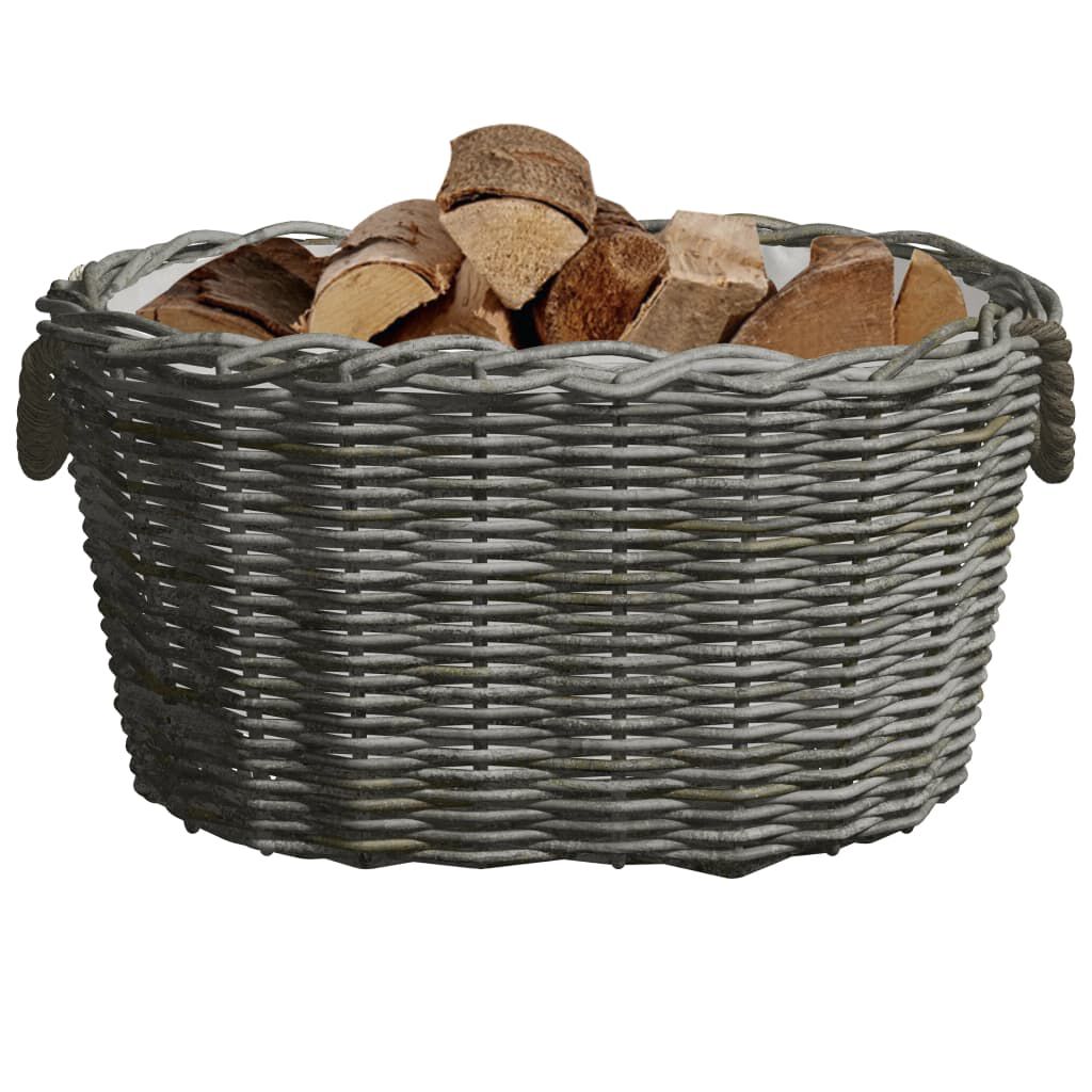 vidaXL Καλάθι Καυσόξυλων με Λαβές Μεταφοράς 59x42x28 εκ. Γκρι Ιτιά