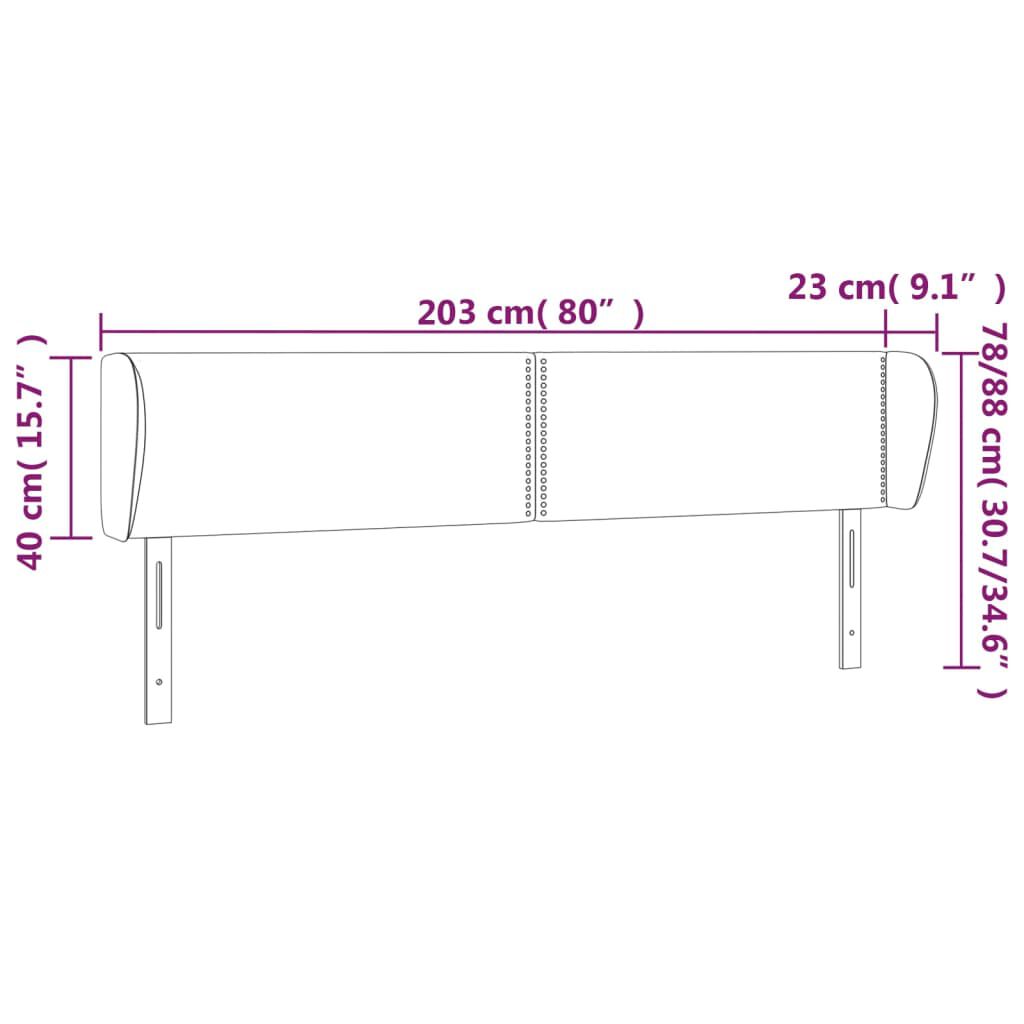 vidaXL Κεφαλάρι με Πτερύγια Μαύρο 203x23x78/88 εκ. Βελούδινο