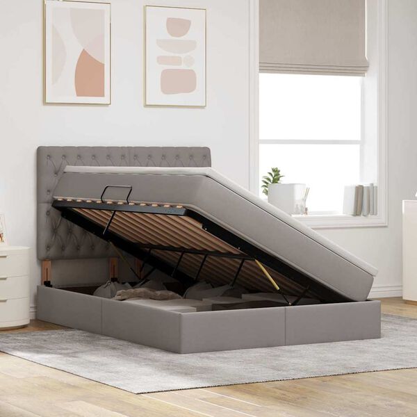 vidaXL Κρεβάτι Αποθήκης με στρώμα Taupe 140 x 200 cm Τεχνητό Δέρμα
