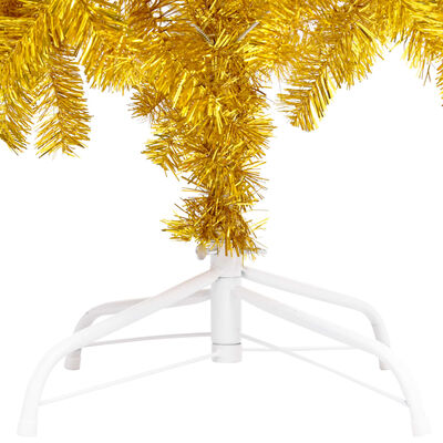 vidaXL Χριστουγεν. Δέντρο Προφωτισμένο Τεχνητό Βάση Χρυσό 180εκ PET