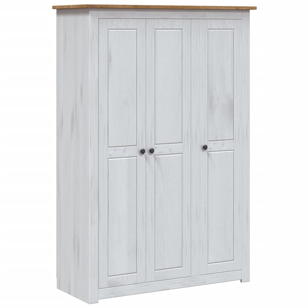 vidaXL Ντουλάπα Τρίφυλλη Λευκή 118x50x171,5εκ Ξύλο Πεύκου Σειρά Panama