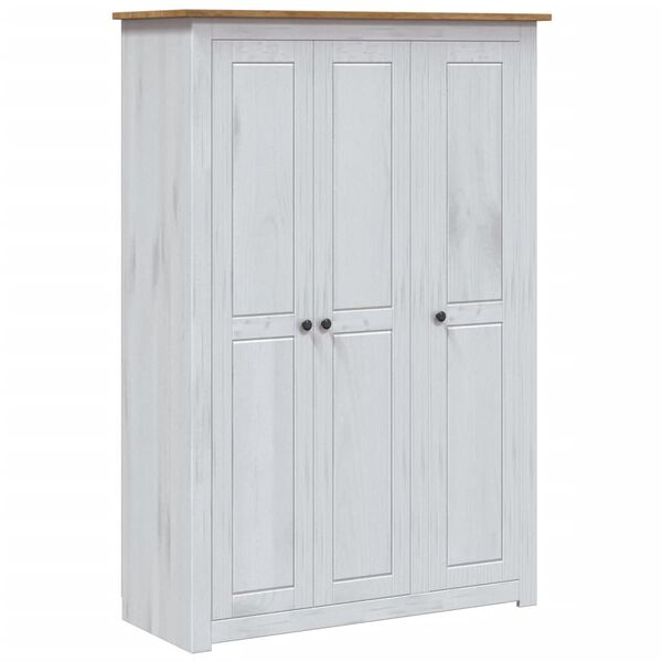 vidaXL Ντουλάπα Τρίφυλλη Λευκή 118x50x171,5εκ Ξύλο Πεύκου Σειρά Panama