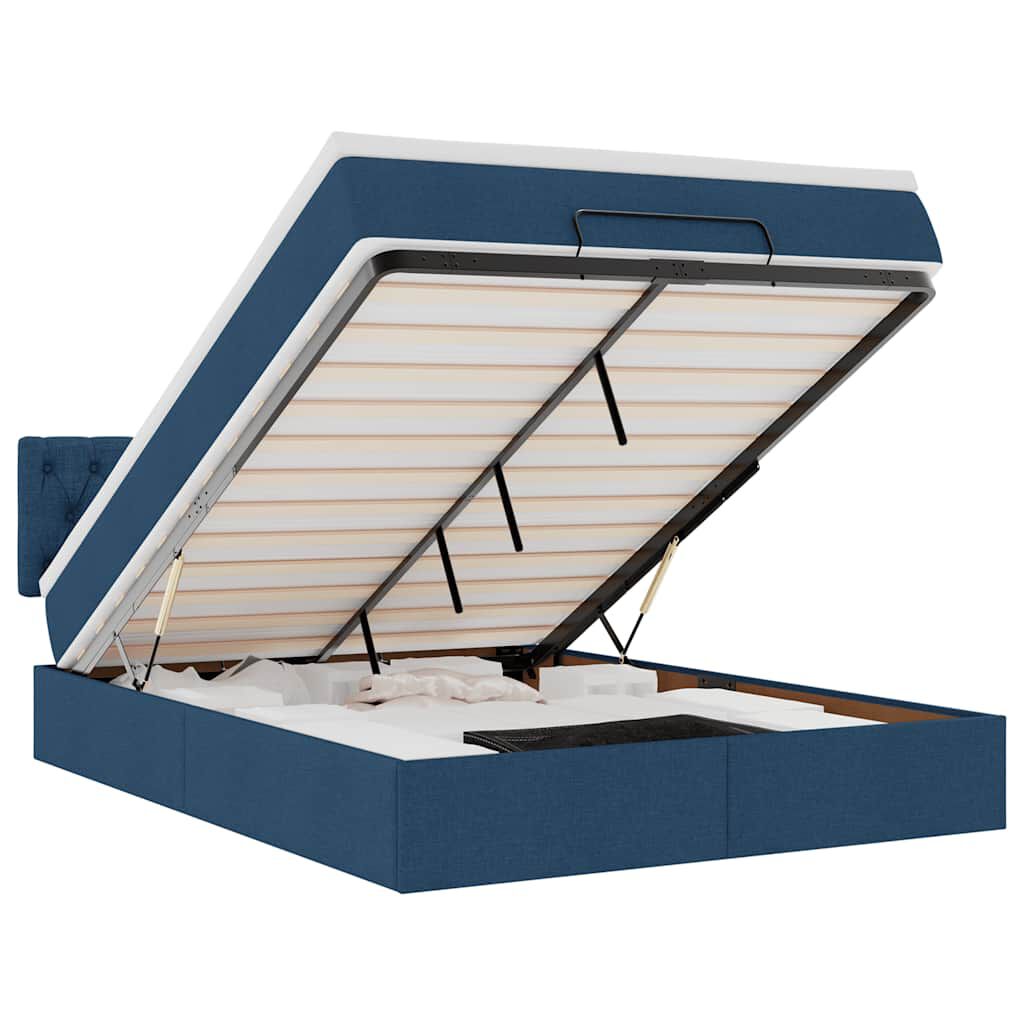 vidaXL Οθωμανικό κρεβάτι με στρώμα μπλε 140x200cm ύφασμα