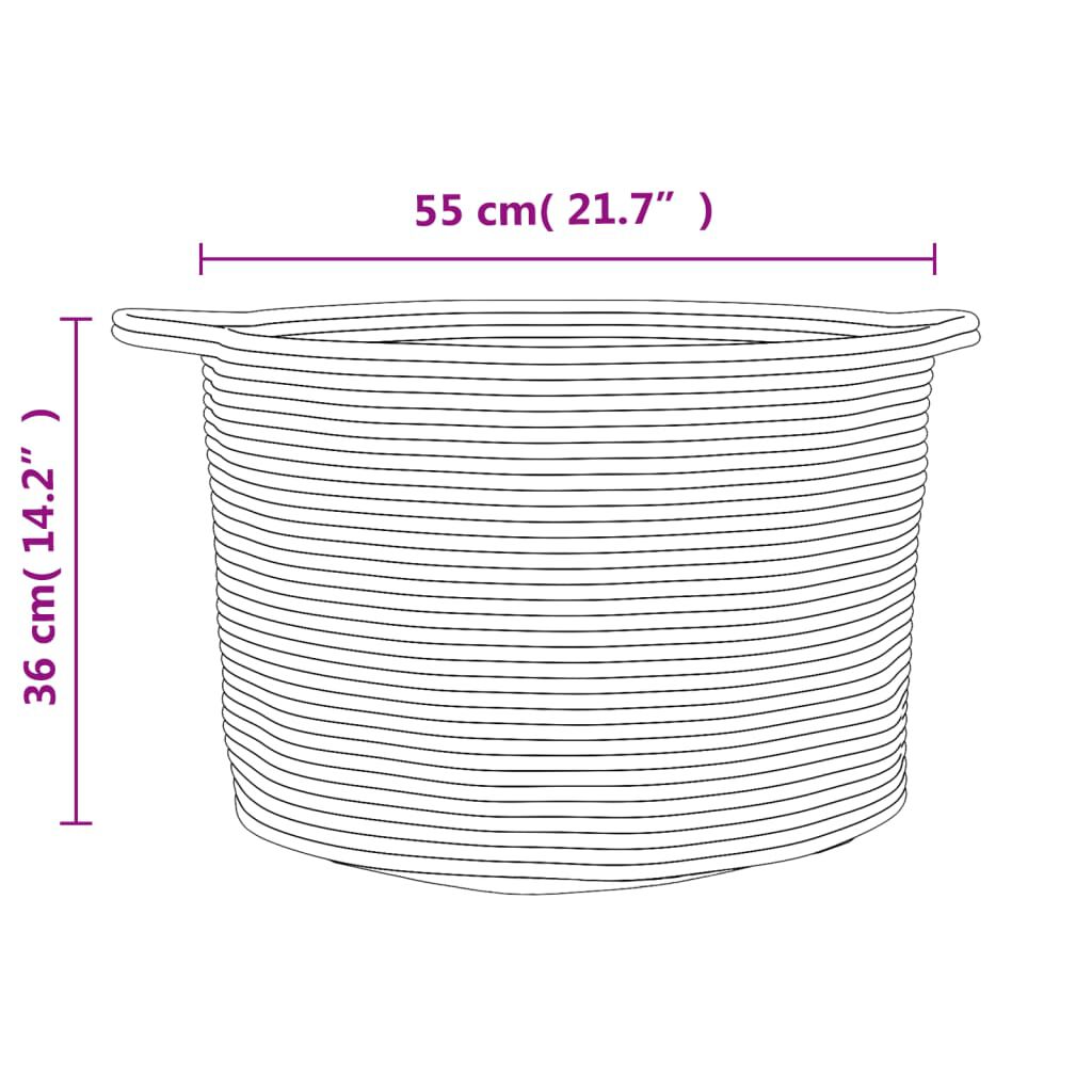 vidaXL Καλάθι Απλύτων Μπεζ και Λευκό Ø55x36 εκ. Βαμβακερό