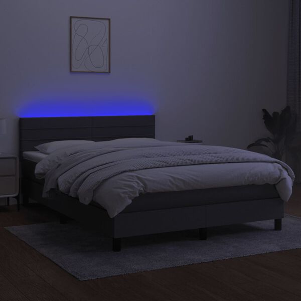 vidaXL &Kappa;&rho;&epsilon;&beta;ά&tau;&iota; Boxspring &mu;&epsilon; &Sigma;&tau;&rho;ώ&mu;&alpha; & LED &Sigma;&kappa;.&Gamma;&kappa;&rho;&iota; 140x190 &epsilon;&kappa; &Upsilon;&phi;&alpha;&sigma;&mu;ά&tau;&iota;&nu;&omicron;