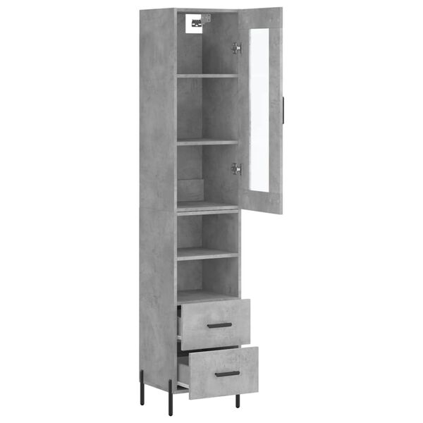 vidaXL Ντουλάπι Γκρι Σκυροδέματος 34,5x34x180 εκ. Επεξεργασμένο Ξύλο