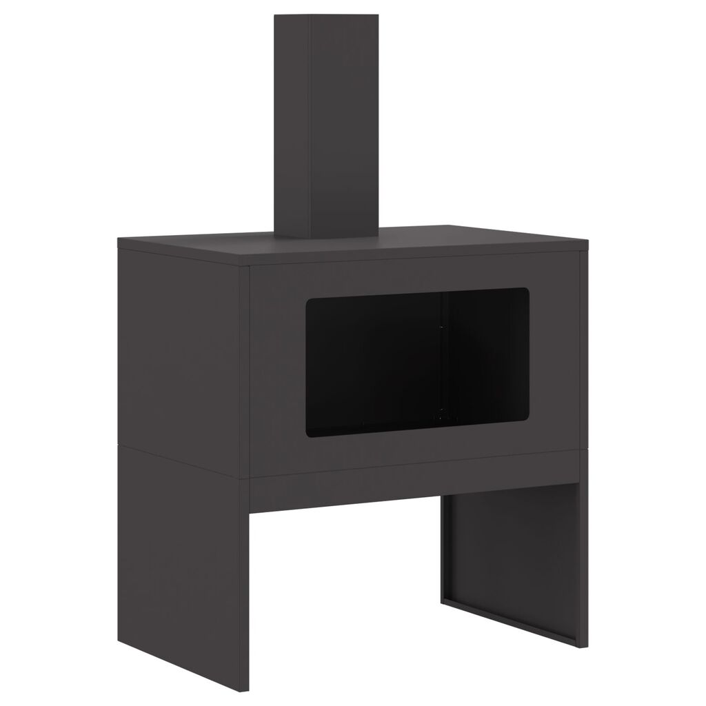 vidaXL Φούρνος με Καμινάδα Μαύρος 60x40x96 εκ Ατσάλι
