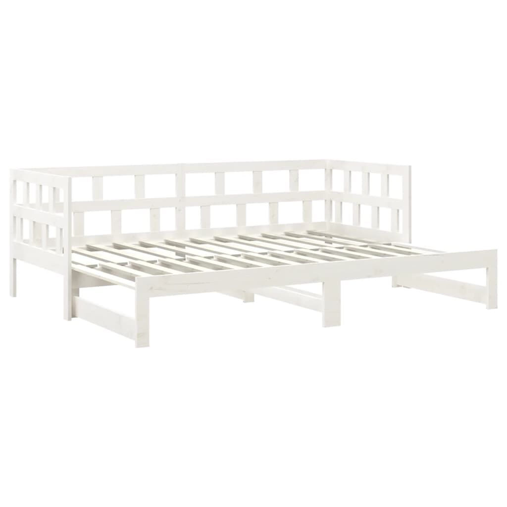 vidaXL Καναπές Κρεβάτι Συρόμενος Λευκός 2x(90x200) εκ. από Μασίφ Πεύκο