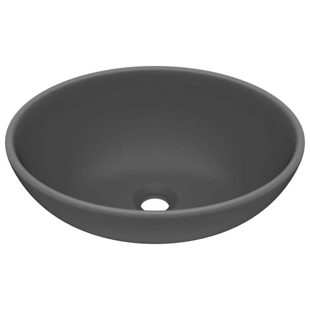 vidaXL Νιπτήρας Πολυτελής Οβάλ Σκούρο Γκρι Ματ 40 x 33 εκ. Κεραμικός