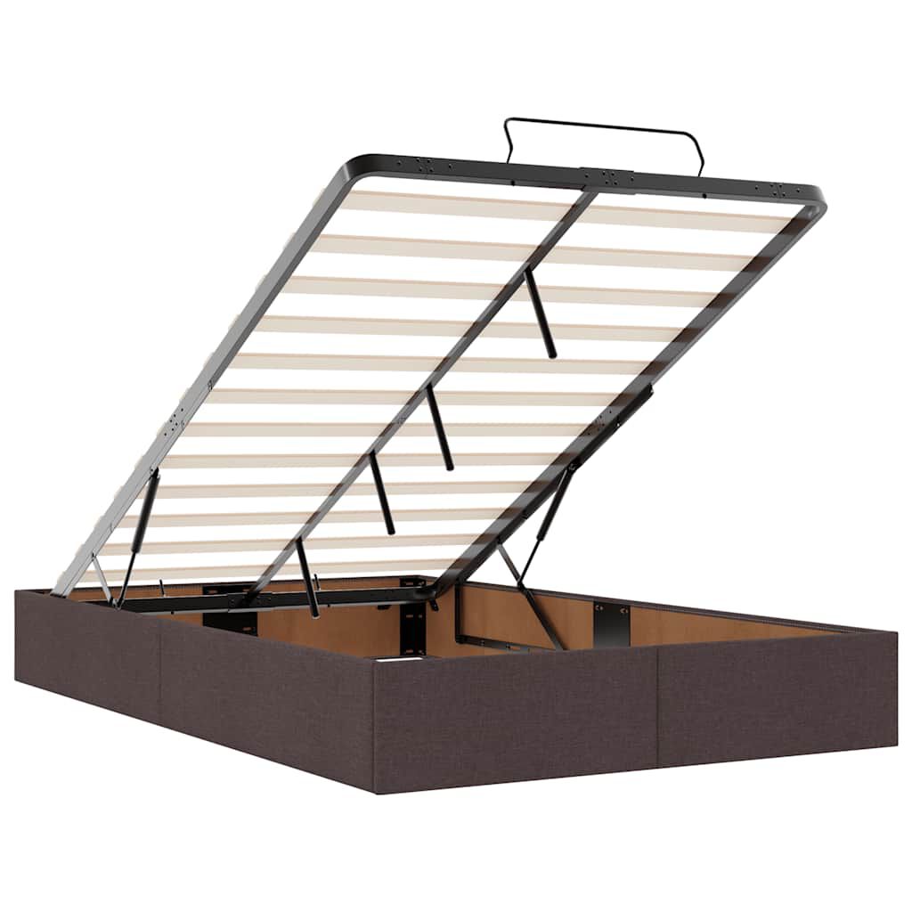 vidaXL Ottoman Κρεβάτι με Στρώμα Σκούρο Καφέ 120x200cm Ύφασμα