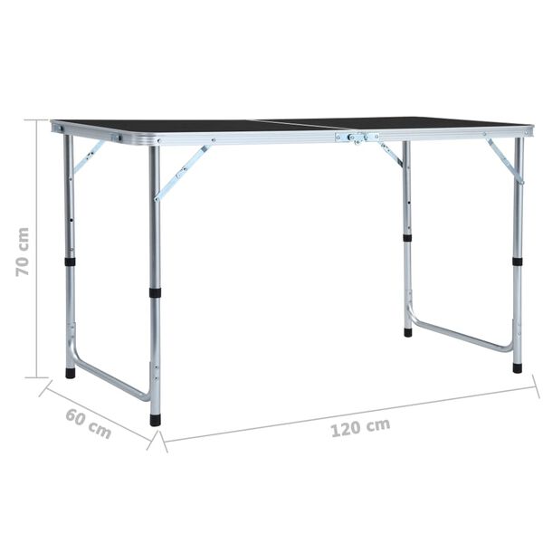 vidaXL Τραπέζι Κάμπινγκ Πτυσσόμενο Γκρι 120 x 60 εκ. Αλουμινίου