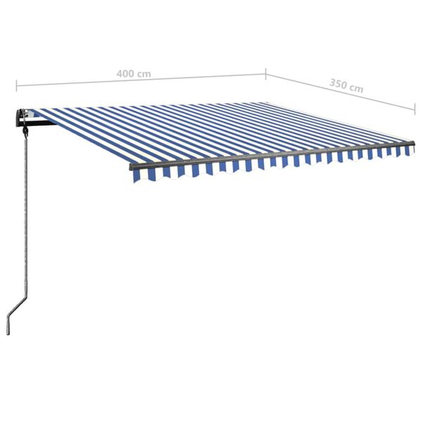 vidaXL Τέντα Συρόμενη Χειροκίνητη με LED Μπλε / Λευκό 400 x 350 εκ.