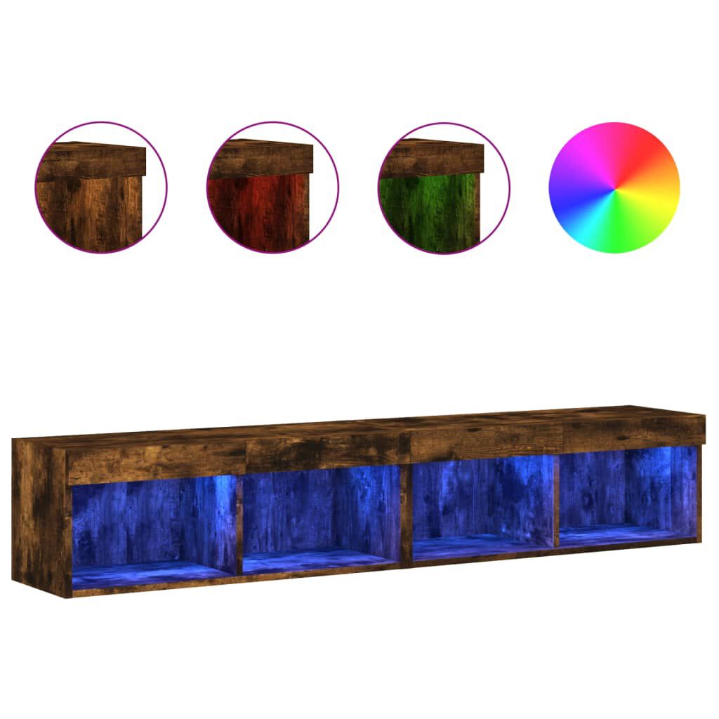 vidaXL Έπιπλα Τηλεόρασης με LED 2 τεμ. Καπνιστή Δρυς 80 x 30 x 30 εκ.