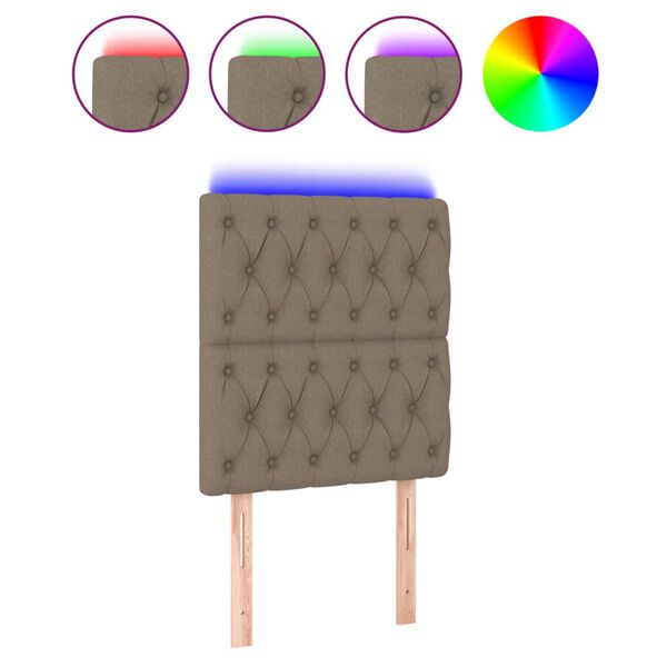 vidaXL &Kappa;&epsilon;&phi;&alpha;&lambda;ά&rho;&iota; &Kappa;&rho;&epsilon;&beta;&alpha;&tau;&iota;&omicron;ύ LED Taupe 80x7x118/128&epsilon;&kappa;. &Upsilon;&phi;&alpha;&sigma;&mu;ά&tau;&iota;&nu;&omicron;