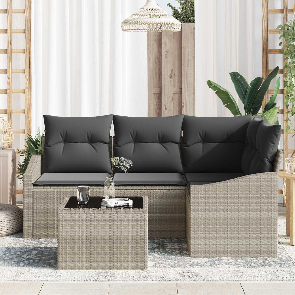vidaXL Σετ Καναπέ Κήπου 5 pcs Ανοιχτό γκρι Πολυ ράταν
