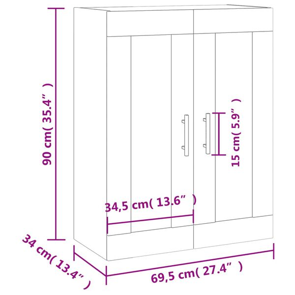 vidaXL Ντουλάπι Επιτοίχιο Sonoma Δρυς 69,5 x 34 x 90 εκ.