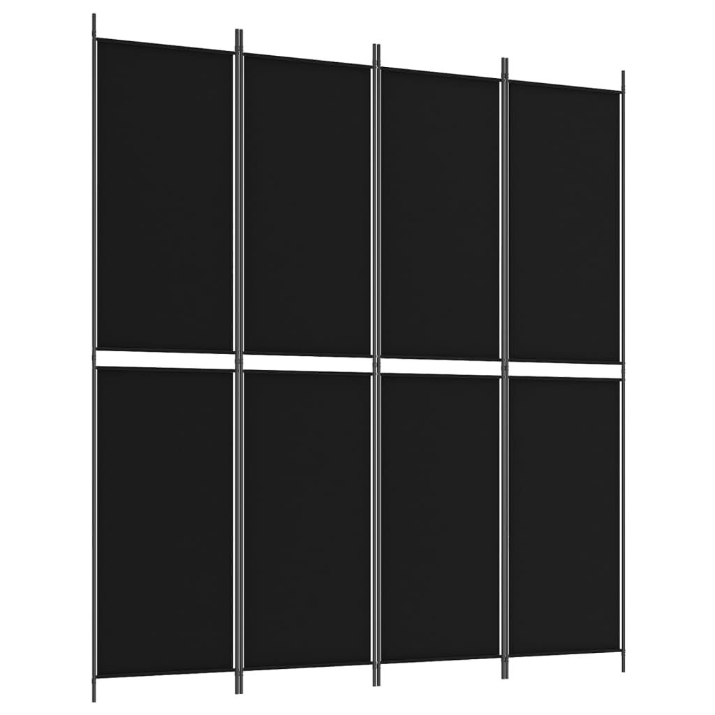 vidaXL Διαχωριστικό Δωματίου με 4 Πάνελ Μαύρο 200 x 220 εκ. Υφασμάτινο