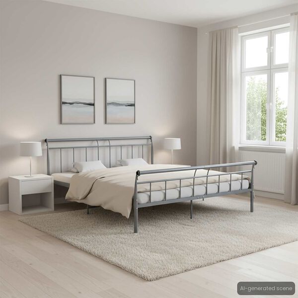 vidaXL Πλαίσιο Κρεβατιού Γκρι 180 x 200 εκ. Μεταλλικό