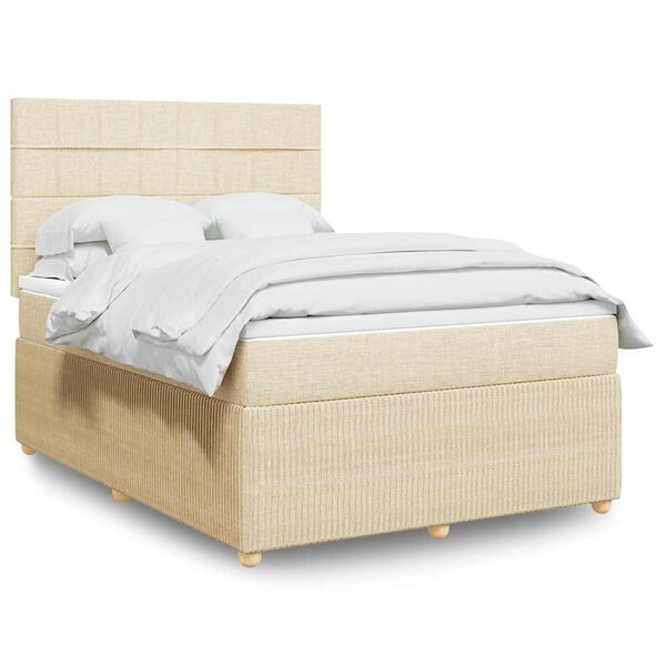 vidaXL &Kappa;&rho;&epsilon;&beta;ά&tau;&iota; Boxspring &mu;&epsilon; &Sigma;&tau;&rho;ώ&mu;&alpha; &Kappa;&rho;&epsilon;&mu; 140x200 &epsilon;&kappa;. &Upsilon;&phi;&alpha;&sigma;&mu;ά&tau;&iota;&nu;&omicron;