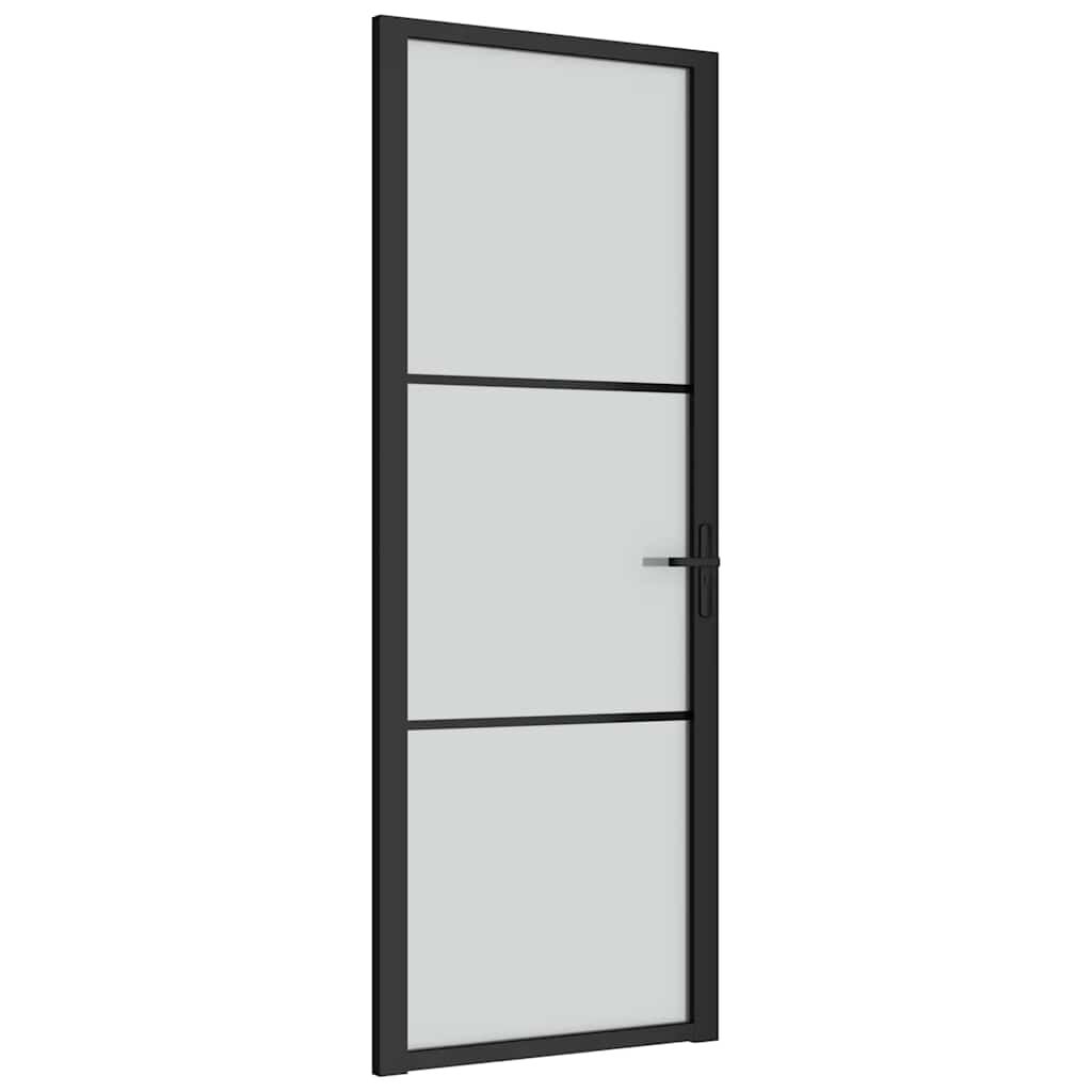 vidaXL Εσωτερική Πόρτα 76x201,5 εκ. Μαύρο Ματ Γυαλί και Αλουμίνιο