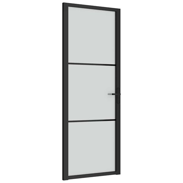 vidaXL Εσωτερική Πόρτα 76x201,5 εκ. Μαύρο Ματ Γυαλί και Αλουμίνιο