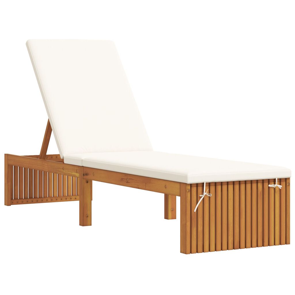 vidaXL Ξαπλώστρα με μαξιλάρι Καφέ 200 x 55 x 94εκ Μασίφ ξύλο ακακίας