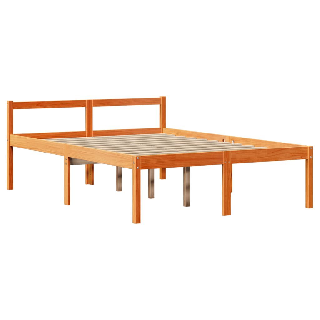 vidaXL Κρεβάτι Βιβλιοθήκη Χωρίς Στρώμα Καφέ 120x200 εκ Μασίφ Πεύκο