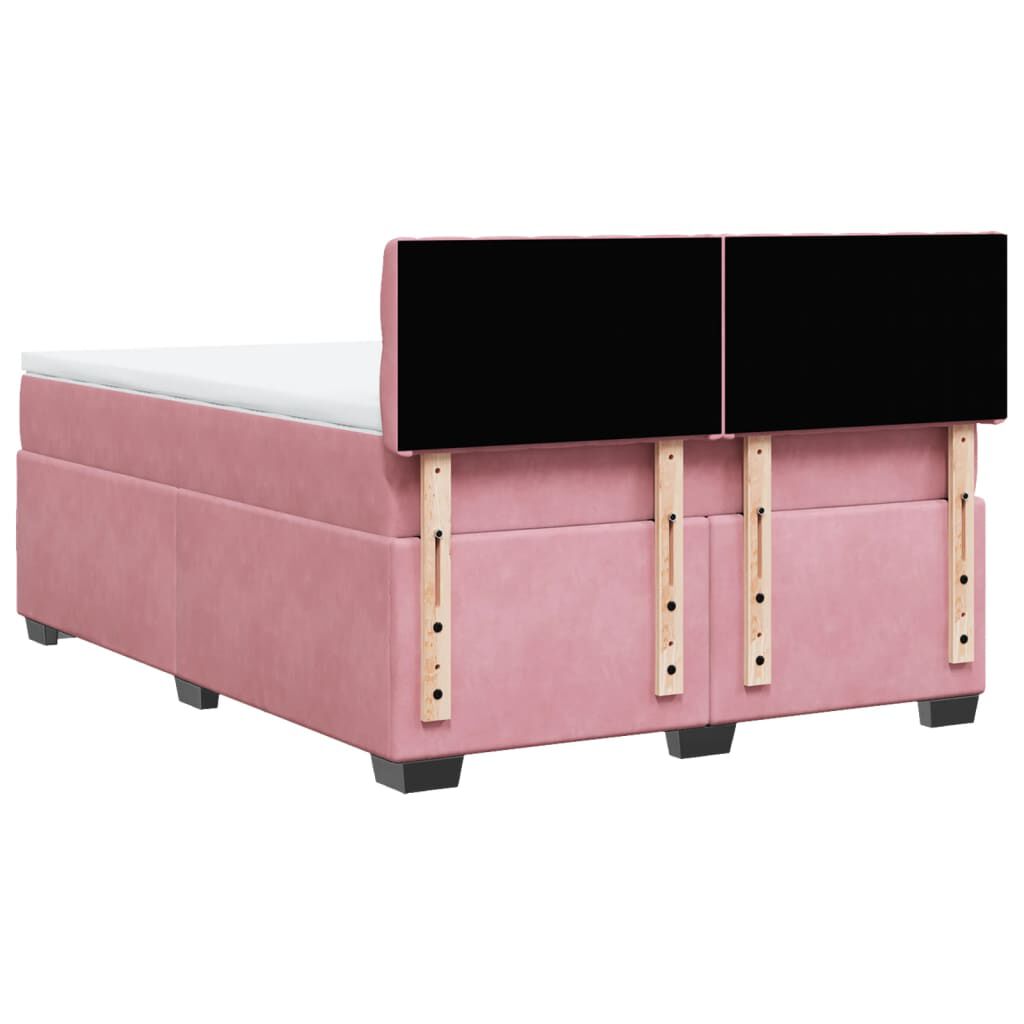 vidaXL Κρεβάτι Boxspring με Στρώμα Ροζ 140x200 εκ. Βελούδινο