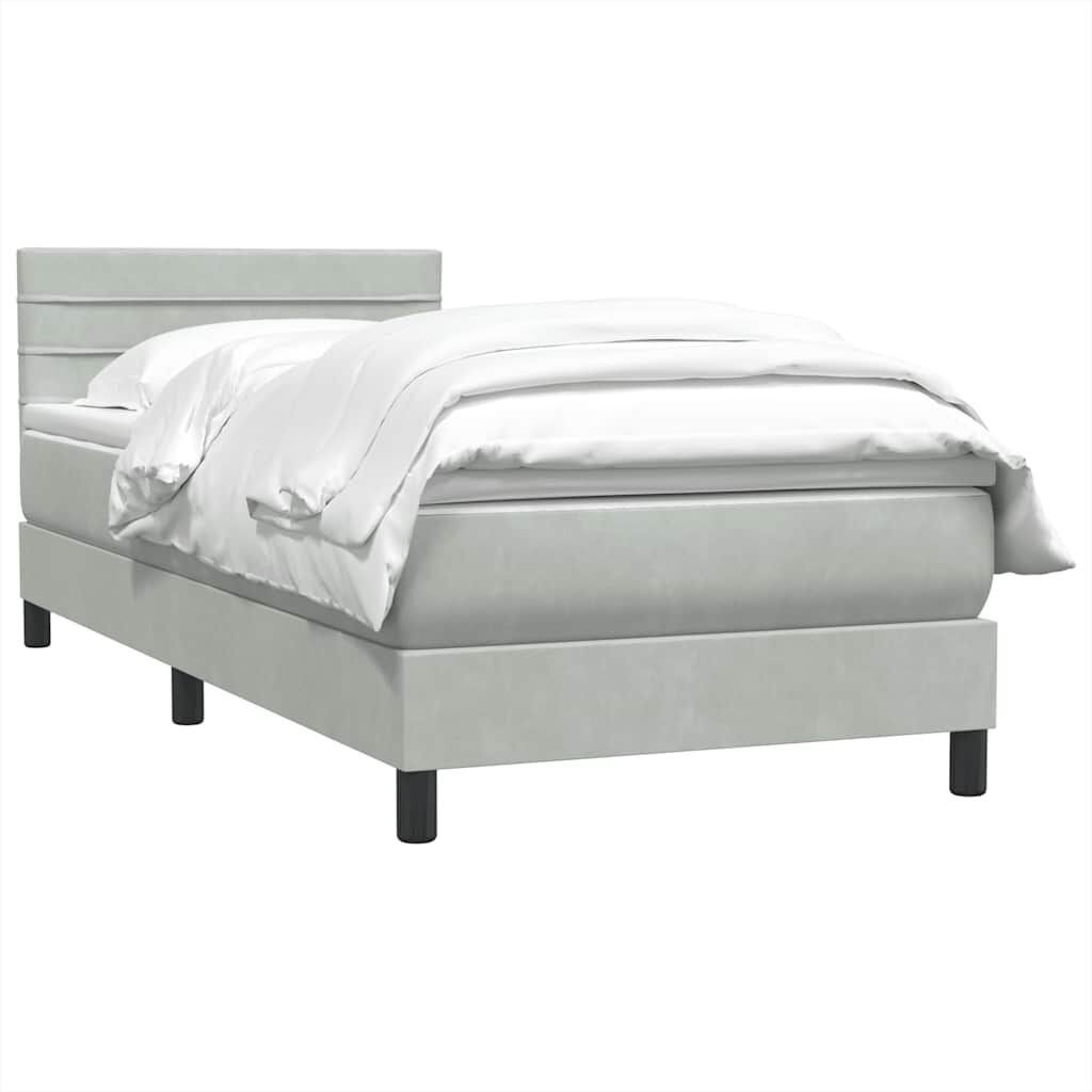 vidaXL Box Spring κρεβάτι με στρώμα ανοιχτό γκρι 80x220 cm Βελούδινο