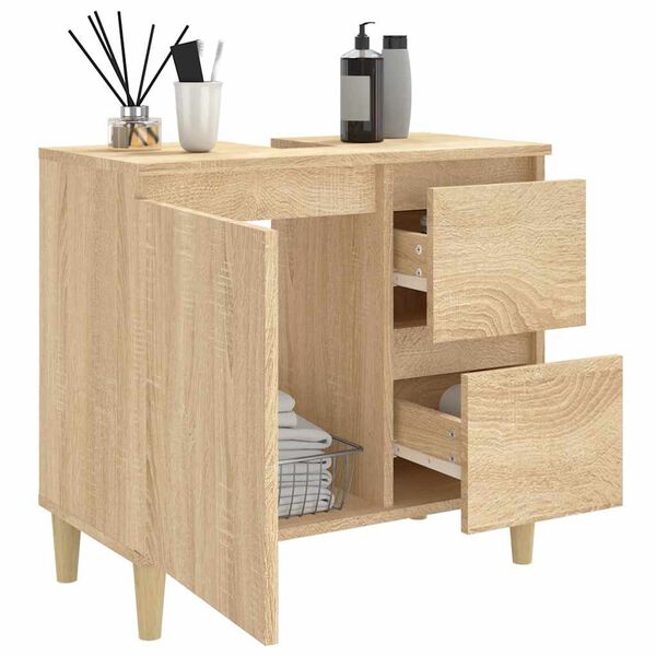 vidaXL Ντουλάπι Μπάνιου Sonoma Δρυς 65x33x60 εκ. Επεξεργασμένο Ξύλο